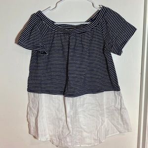 Doe and Rae off the shoulder striped top medium‎